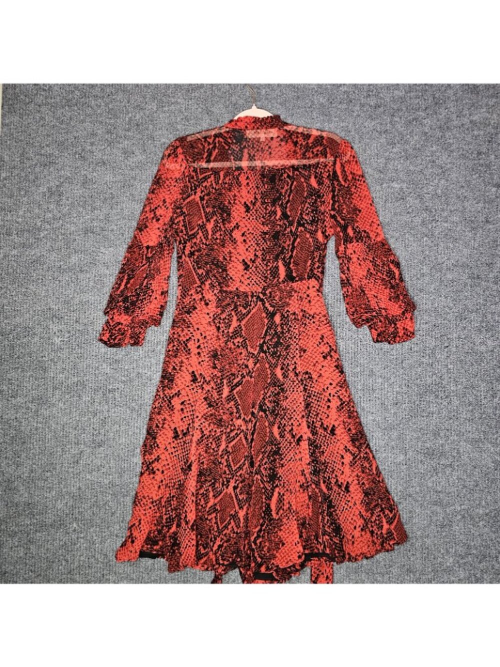Diane Von Furstenberg Adele  Wrap Snake Print Red V-Neck 3/4 Sleeve Dress 6 - Picture 6 of 8